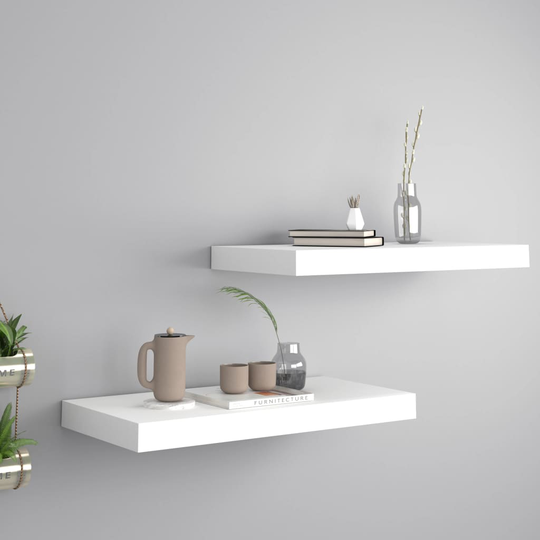 vidaXL Kelluvat seinähyllyt 2 kpl valkoinen 50x23x3,8 cm MDF