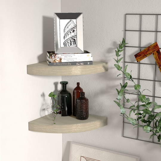 vidaXL Kelluvat kulmahyllyt 2 kpl tammi 25x25x3,8 cm MDF