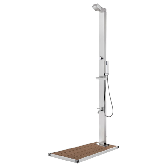 vidaXL Puutarhasuihku ruskealla alustalla 225 cm ruostumaton teräs