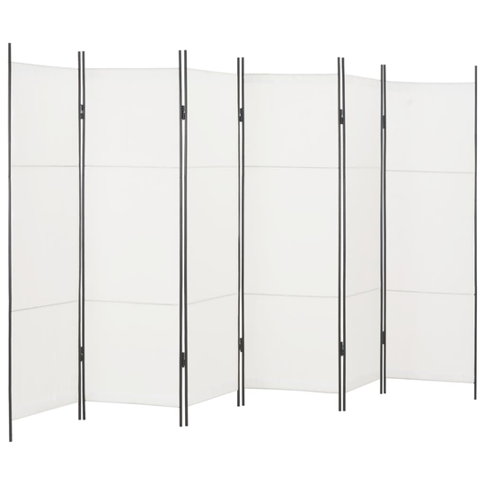 vidaXL 6-Paneelinen tilanjakaja 300x180 cm valkoinen