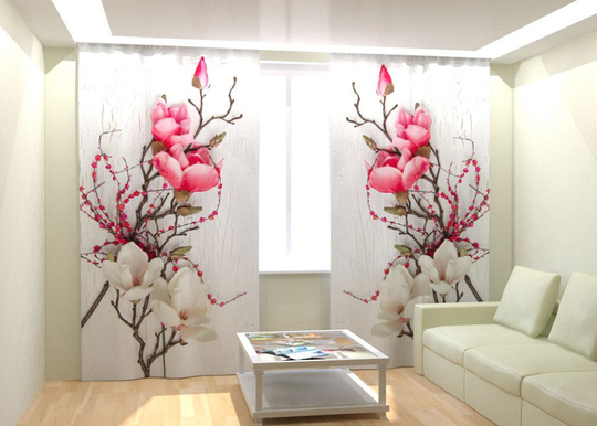 Kuvaverhot FLOWERS ON A WHITE TREE 300x260 cm
