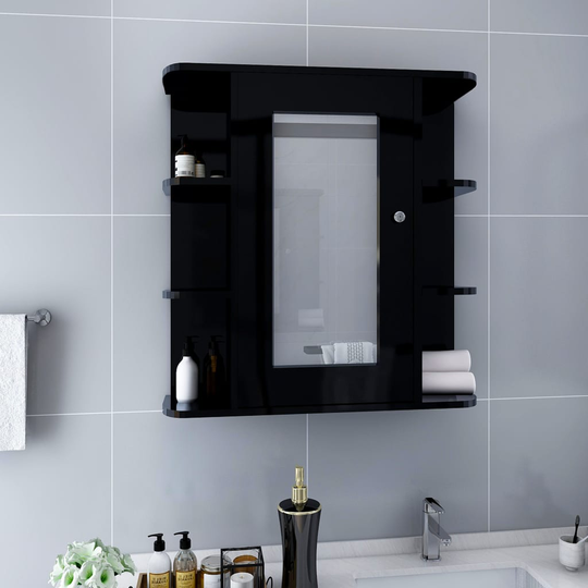 vidaXL Kylpyhuoneen peilikaappi musta 66x17x63 cm MDF
