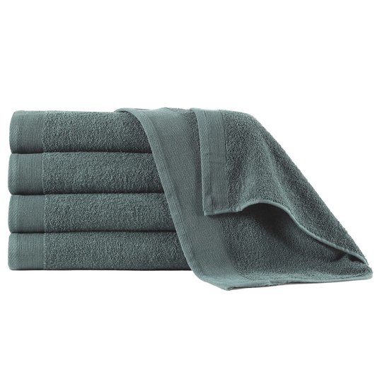 vidaXL Käsipyyhkeet 5 kpl puuvilla 450 g/m² 50 x 100 cm vihreä