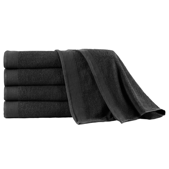 vidaXL Kylpypyyhesetti 5 kpl puuvilla 450 g/m² 100 x 150 cm musta