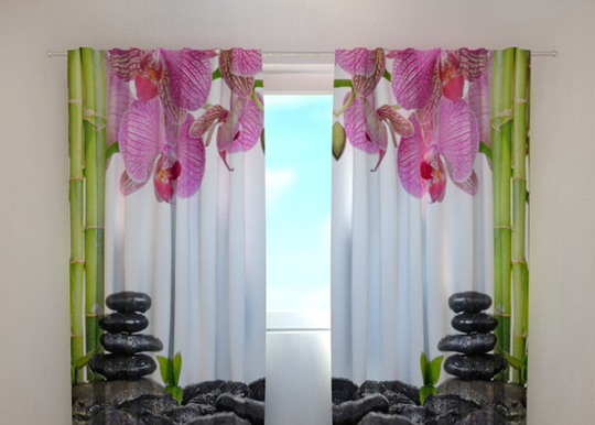 Pimentävä verho ORCHIDS AND BAMBOO 240x220 cm