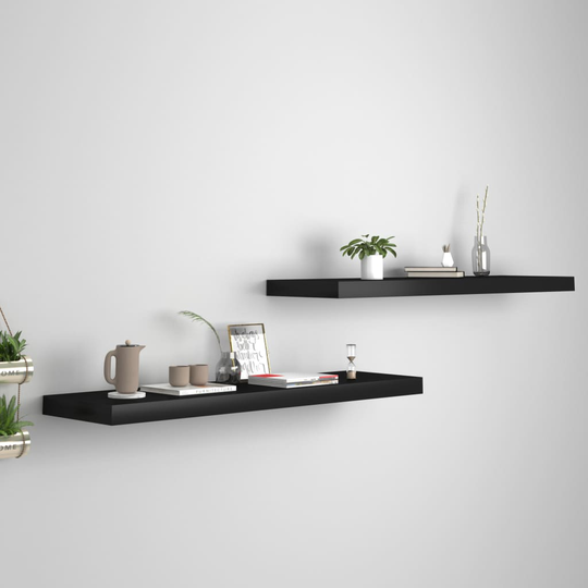 vidaXL Kelluvat seinähyllyt 2 kpl musta 90x23,5x3,8 cm MDF
