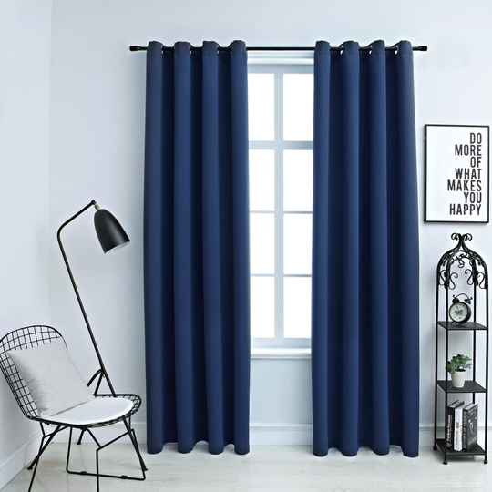 vidaXL Pimennysverhot metallirenkailla 2 kpl sininen 140x225 cm