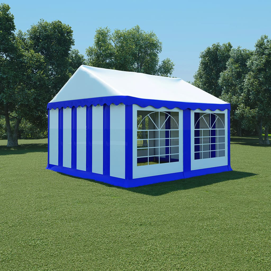 vidaXL Puutarhakatos PVC 4x4 m Sininen ja Valkoinen