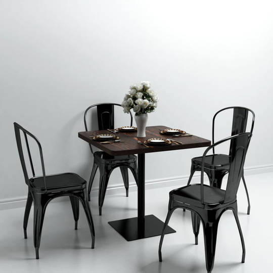 vidaXL Bistropöytä MDF ja teräs neliö 80x80x75 cm tumma tuhka