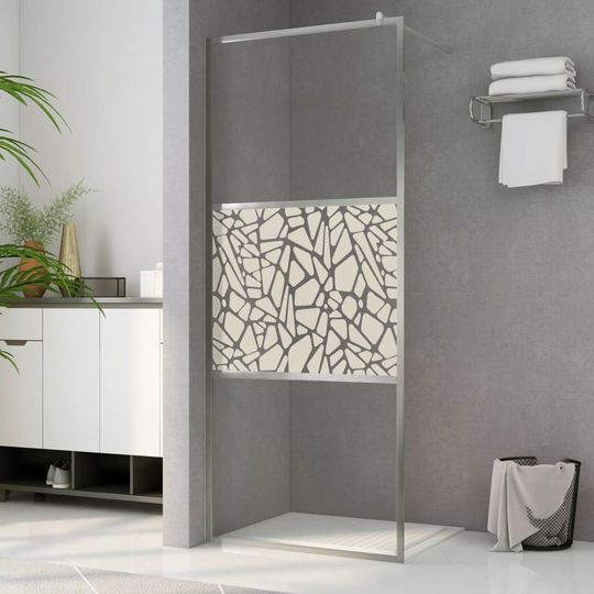 vidaXL Walk-in suihkun seinäke ESG-lasi kivikuvioinnilla 80x195 cm