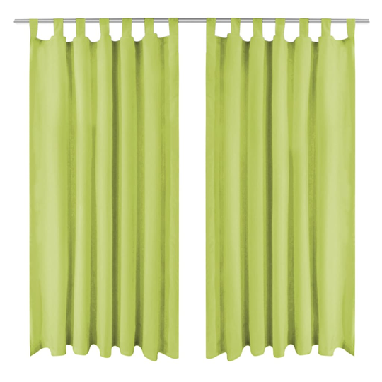 vidaXL Mikro-satiiniverhot silmukoilla 2 kpl 140x225 cm Vihreä