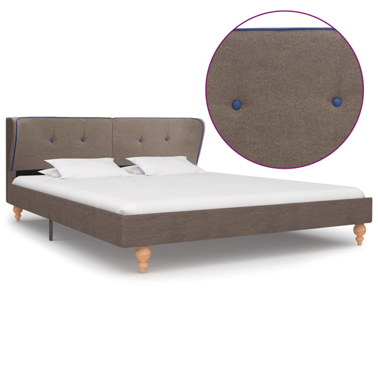 280591 vidaXL Bed Frame Taupe Fabric 180x200 cm