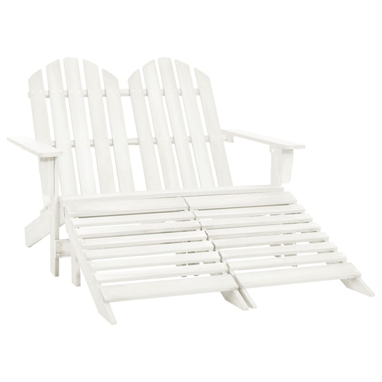 vidaXL 2-istuttava Adirondack-puutarhatuoli/rahi täysi kuusi valkoinen