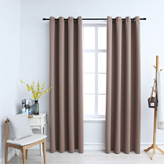 vidaXL Pimennysverhot metallirenkailla 2 kpl ruskeanharmaa 140x225 cm