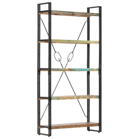 vidaXL 5-tasoinen kirjahylly 90x30x180 cm täysi kierrätetty puu