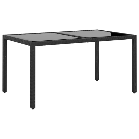 vidaXL Puutarhapöytä 150x90x75cm karkaistu lasi ja polyrottinki musta