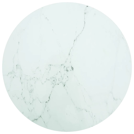 vidaXL Pöytälevy valkoinen Ø90x1 cm karkaistu lasi marmorikuvio