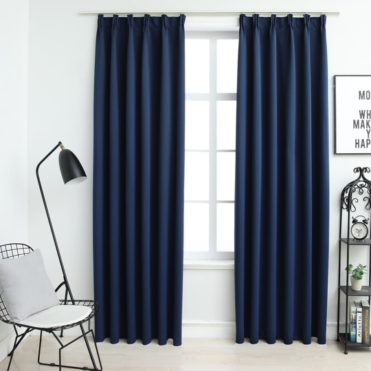vidaXL Pimennysverhot koukuilla 2 kpl sininen 140x225 cm