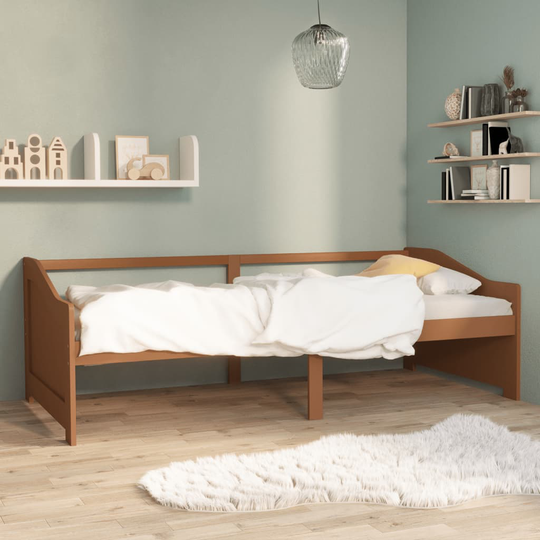 vidaXL Päivävuode 3-istuttava hunajanruskea täysi mänty 90x200 cm