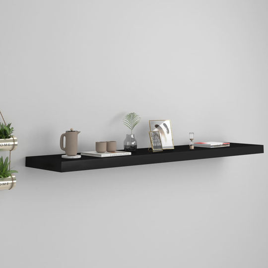 vidaXL Kelluva seinähylly musta 120x23,5x3,8 cm MDF