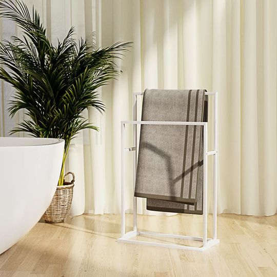 vidaXL Vapaasti seisova pyyheteline valkoinen 48x24x78,5 cm rauta