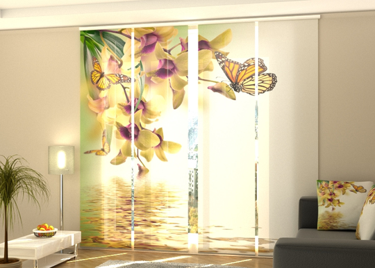 Puolipimentävä paneeliverho Tropical Flowers 240x240 cm