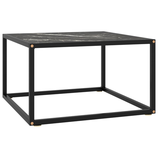 vidaXL Sohvapöytä musta mustalla marmorilasilla 60x60x35 cm