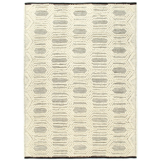 vidaXL Matto käsinkudottu villa 80x150 cm mustavalkoinen