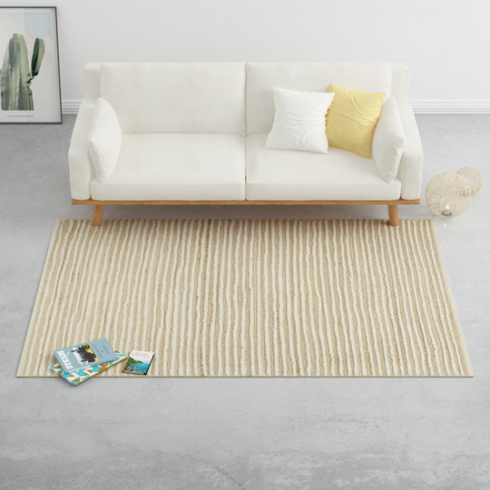 vidaXL Matto hamppu villa 120x170 cm luonnollinen/valkoinen