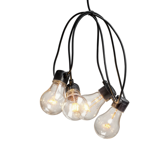 Partyslinga 5lj LED batteri m. timer (musta)