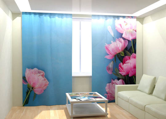Kuvaverhot FRESH PINK PIONS 300x260 cm