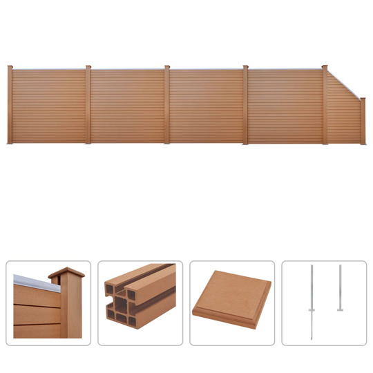 vidaXL Aitasarja 4 paneelia + 1 vinopaneeli WPC 799x187 cm ruskea