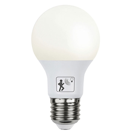 E27 Normallampa LED 7W skymning-rörelsevakt (Valkoinen)
