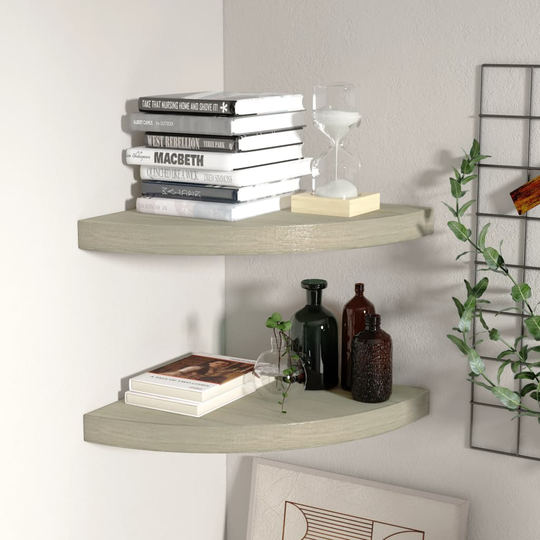 vidaXL Kelluvat kulmahyllyt 2 kpl tammi 35x35x3,8 cm MDF