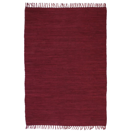 vidaXL Käsinkudottu Chindi-matto puuvilla 80x160 cm burgundi