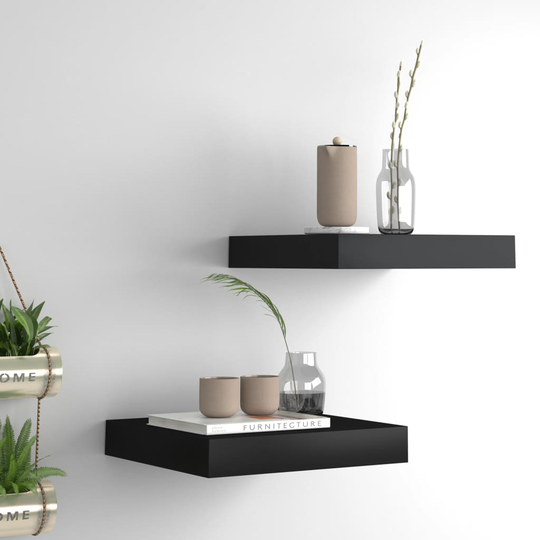 vidaXL Kelluvat seinähyllyt 2 kpl musta 23x23,5x3,8 cm MDF