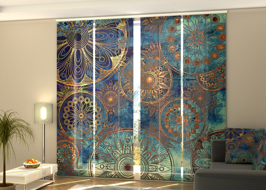 Puolipimentävä paneeliverho Golden ornament 240x240 cm