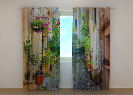 Pimennysverho BACK STREET IN FLOWERS 240x220 cm