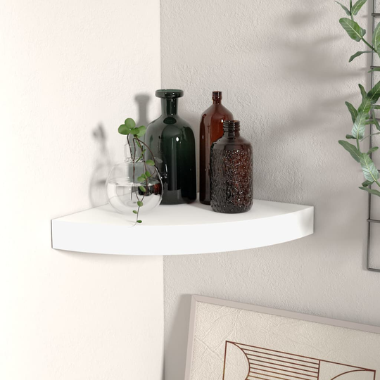 vidaXL Kelluva kulmahylly valkoinen 25x25x3,8 cm MDF