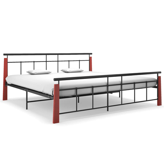 vidaXL Sängynrunko metalli ja täysi tammi 200x200 cm