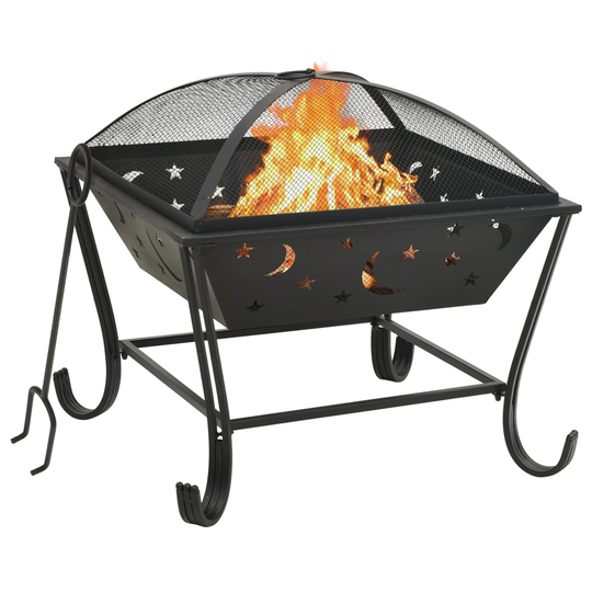 311893 vidaXL Fire Pit with Poker 62 cm XXL Steel