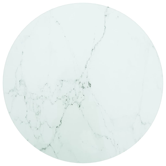 vidaXL Pöytälevy valkoinen Ø40x0,8 cm karkaistu lasi marmorikuvio