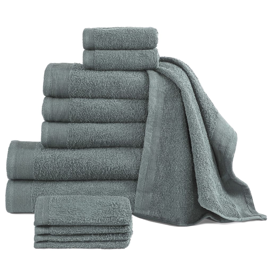 vidaXL 12-osainen pyyhesarja puuvilla 450 g/m² vihreä