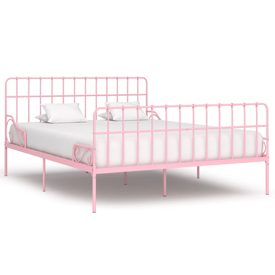 vidaXL Sängynrunko sälepohjalla pinkki metalli 180x200 cm