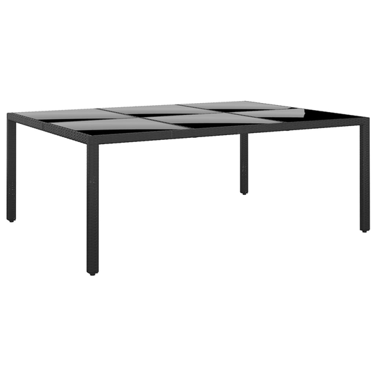 vidaXL Puutarhapöytä 200x150x75cm karkaistu lasi ja polyrottinki musta