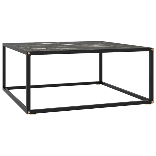 vidaXL Sohvapöytä musta mustalla marmorilasilla 80x80x35 cm
