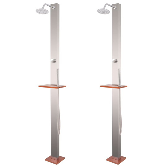 vidaXL Puutarhasuihku 2 kpl ruostumaton teräs 210cm