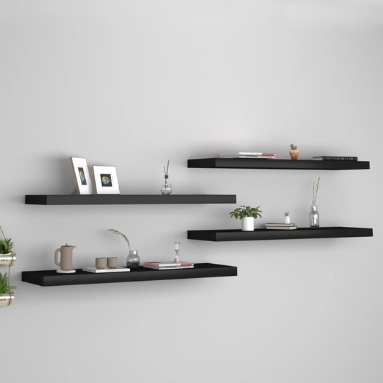 vidaXL Kelluvat seinähyllyt 4 kpl musta 90x23,5x3,8 cm MDF