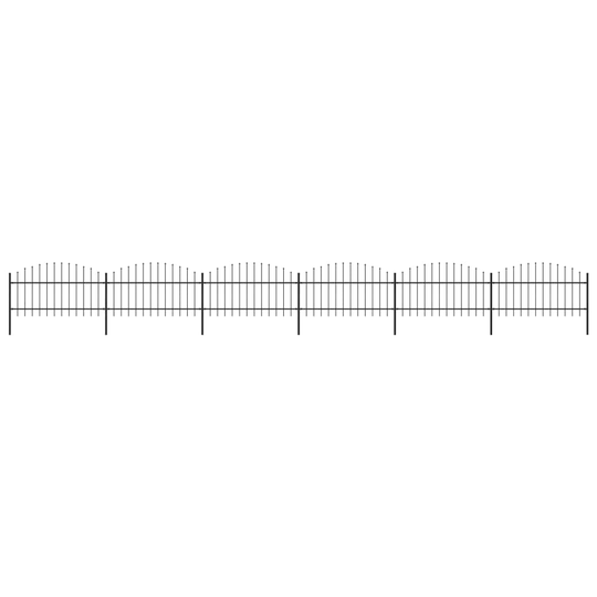 vidaXL Puutarha-aita keihäskärjillä teräs (1-1,25)x10,2 m musta