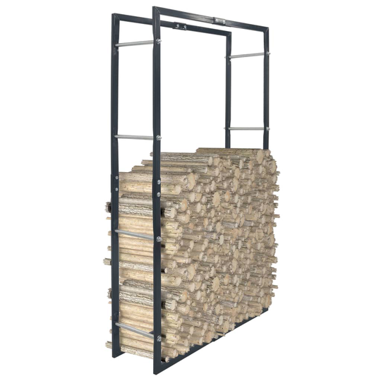 vidaXL Polttopuuteline musta 80x25x150 cm teräs